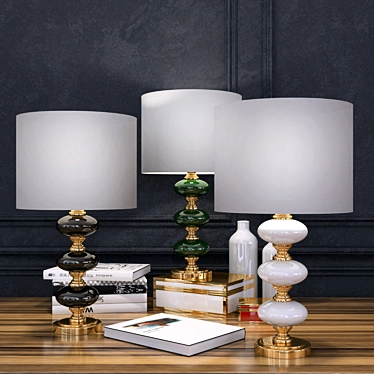 Elegant Brass & Glass Lamp 3D model image 1 