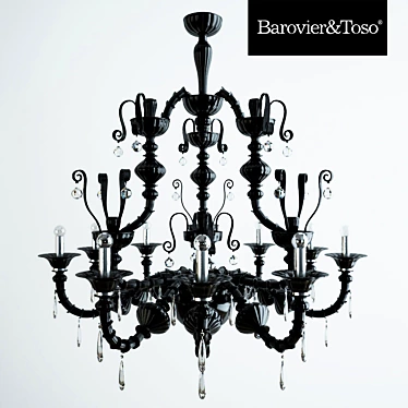 Elegant Handcrafted Black & Crystal Glass 3D model image 1 