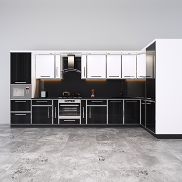 Modern Designer Corner Kitchen 3D model image 1 