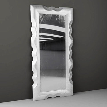 Elegant Silver-Leaf Floor Mirror 3D model image 1 