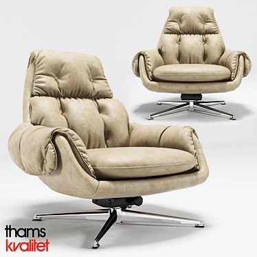 Vintage Danish Leather Lounge Chair - Gustav Thams Design 3D model image 1 