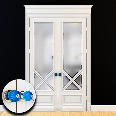 Elegant MDF Double Doors 3D model image 1 