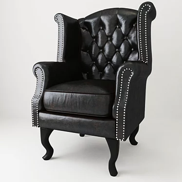 Chesterfield Leather Wing Chair: Elegant and Luxurious 3D model image 1 