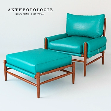 Anthropologie Rhys Chair & Ottoman 3D model image 1 