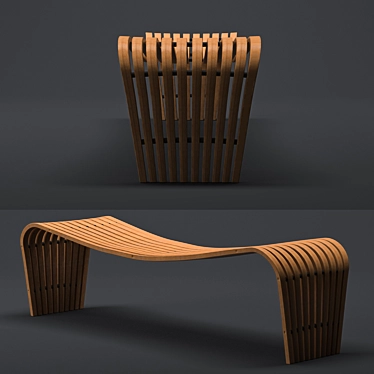 Australian Tribal Plywood Bench | Dusko Lapcevic 3D model image 1 