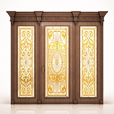 Classic Stained Glass Door 3D model image 1 