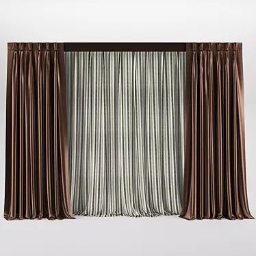 Silk Blinds with Triple Pleat Design 3D model image 1 