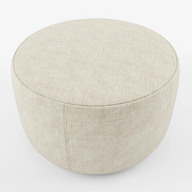 Stylish Round Ottoman with Elegant Stitch Detail 3D model image 1 