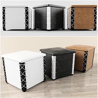 Stylish Leather Ottoman 3D model image 1 