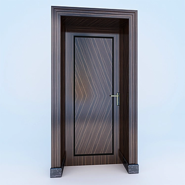 Stunning Oak Wood Door 3D model image 1 