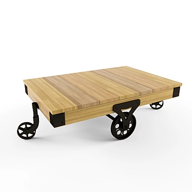 Wooden Wheeled Table 3D model image 1 