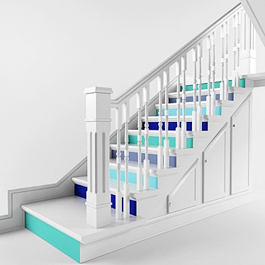 Sleek Steel Staircase 3D model image 1 