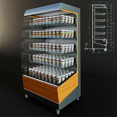 Food Display Showcase: Open-front with Plastic Cups 3D model image 1 