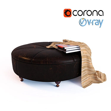 Luxury Round Leather Ottoman 3D model image 1 