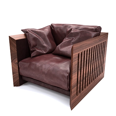 RIVA Cozy Wood Armchair 3D model image 1 