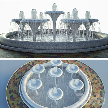 6m Fountain with Adjustable Sprays 3D model image 1 