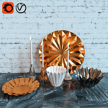 Origami Candle Holders & Decor 3D model image 1 
