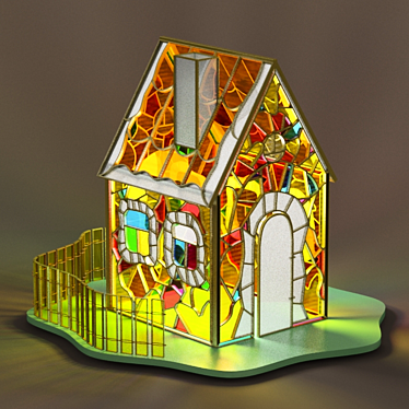 Title: Stained Glass "House" Lamp 3D model image 1 