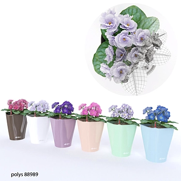 Vibrant Violet Blooms 3D model image 1 