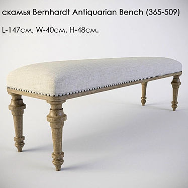 Elegant Bernhardt Antiquarian Bench 3D model image 1 