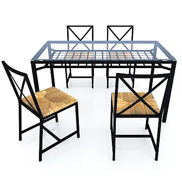 IKEA GRANAS Table Set with Chairs 3D model image 1 