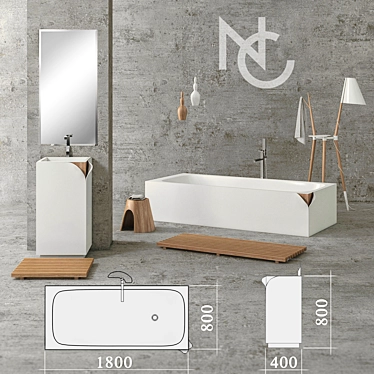 Designer Slap Bathroom Set 3D model image 1 