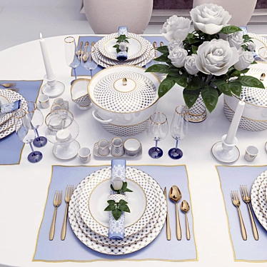 Classic table setting with roses