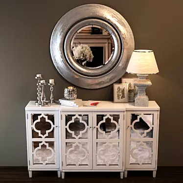 Modern White Dresser with Mirror 3D model image 1 