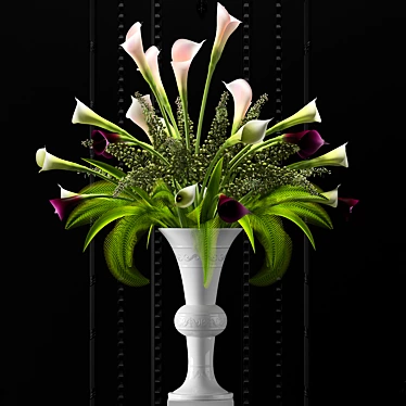 Elegant Blossom Vase Duo 3D model image 1 