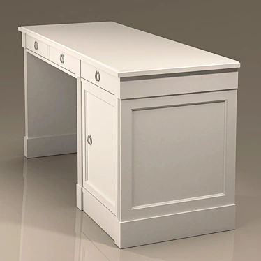 Classic Executive Desk with Cabinet 3D model image 1 