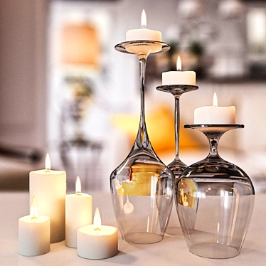 Glam Glass and Candle Set 3D model image 1 