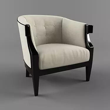 Elegant Black Biedermeier Armchair 3D model image 1 