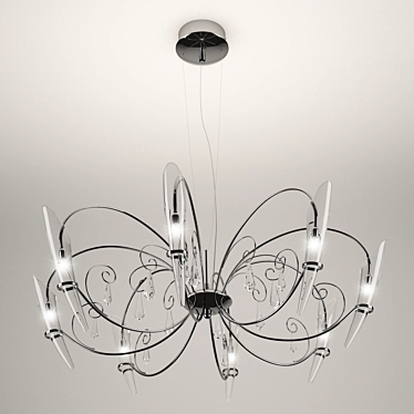 Chrome Scarabeo Pendant Chandelier 3D model image 1 