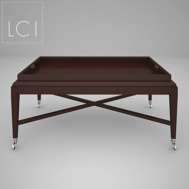 LCI Decora Art Coffee Table: Elegant Wood with Metal Inserts 3D model image 1 