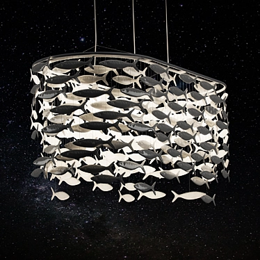 Elegant Shoal Chandelier: White Bone China 3D model image 1 