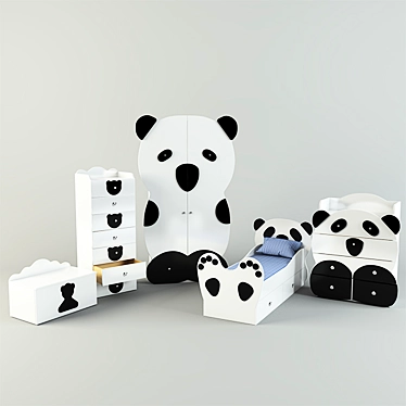 Panda Kids Furniture Set 3D model image 1 