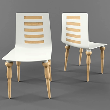 Plastic Chair with Wooden Legs 3D model image 1 