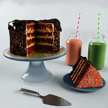 Velvet Delight Chocolate Cake 3D model image 1 