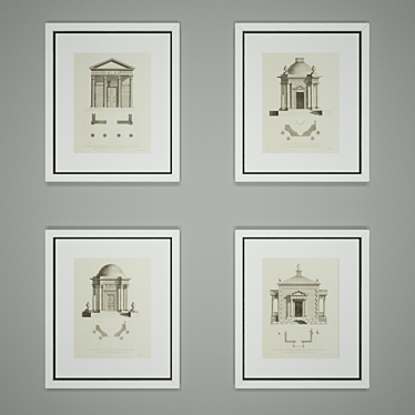 Elegant Eichholtz Architectural Prints 3D model image 1 