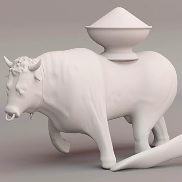 Elegant Bull Sculpture 3D model image 1 