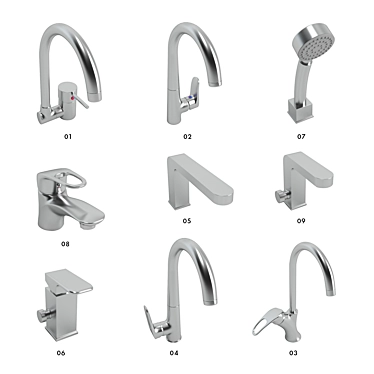 Versatile 3D Faucet Collection 3D model image 1 