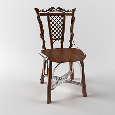 Handcrafted Wood Chair 3D model image 1 