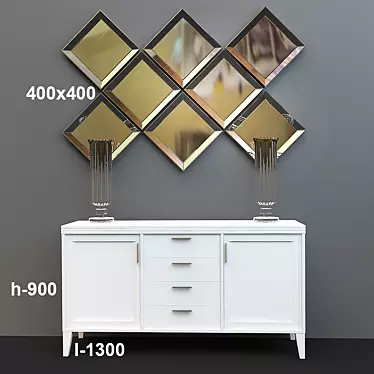 Mirrored Vanity Set 3D model image 1 