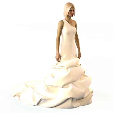 Elegant Bridal Gown on Mannequin 3D model image 1 