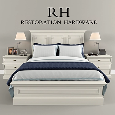 Montpellier Panel Bed: Timeless Elegance with Restoration Hardware 3D model image 1 