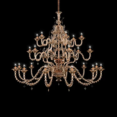 Elegant Glass Metal Chandelier 3D model image 1 