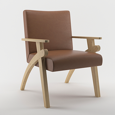 Elegant Leather Reception Chair 3D model image 1 