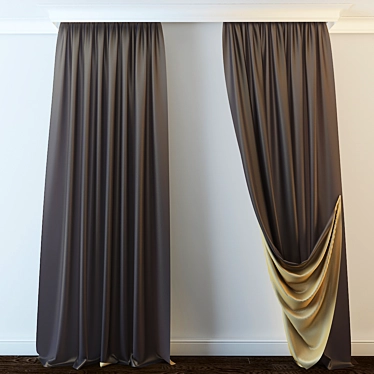 Dual-Sided Curtain with Tieback 3D model image 1 