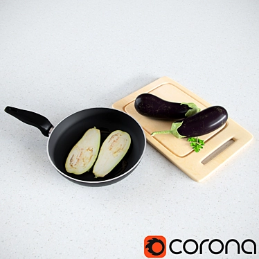 Elegant Eggplant Kitchen Decor 3D model image 1 