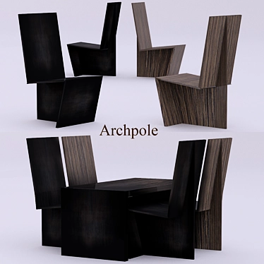 Archpole Table and Chairs Set 3D model image 1 